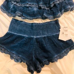 Rip Curl Off the shoulder blue top and bottoms